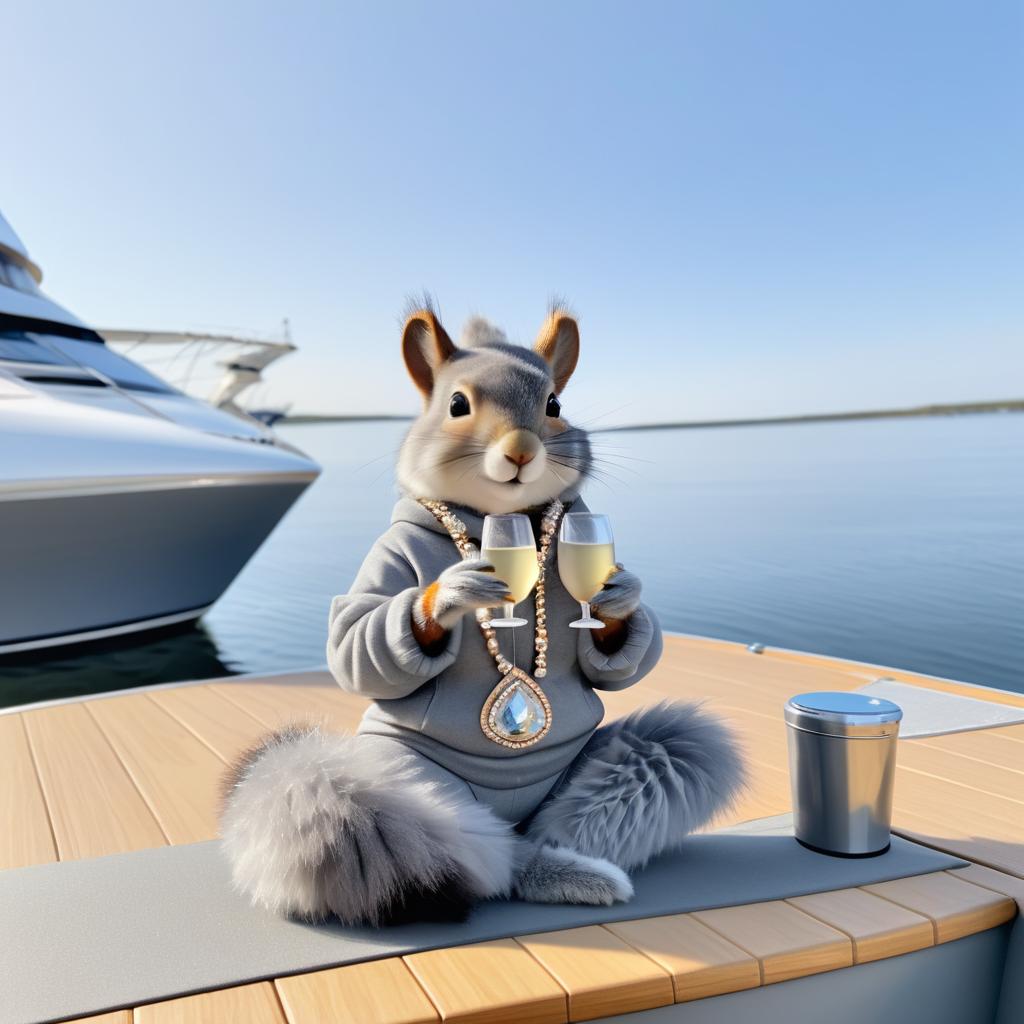 Sophisticated Squirrel Practicing Yoga at Sea