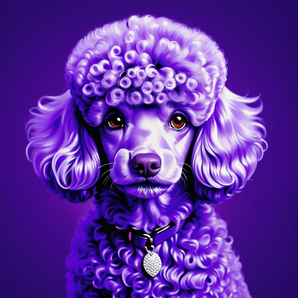 Photorealistic Poodle Portrait on Purple