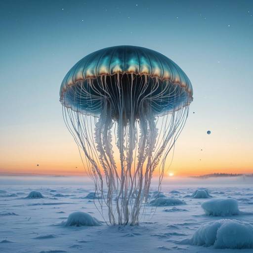 Alien Jellyfish on Frozen Winter Planet