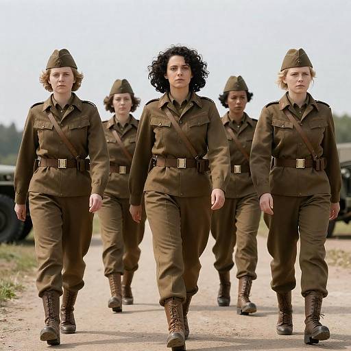 Five Women in WWII Military Uniforms