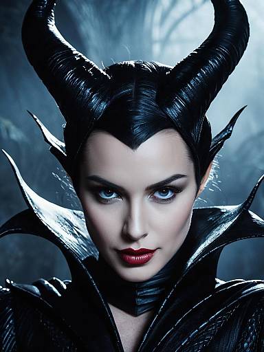 Close-Up Maleficent Woman Headshot with Makeup