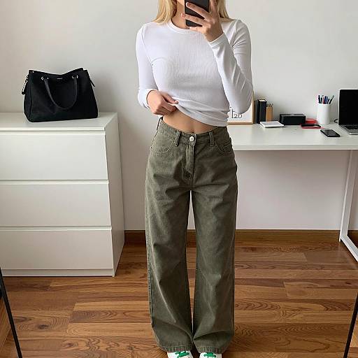 Blonde Woman Taking Mirror Selfie in Casual Outfit