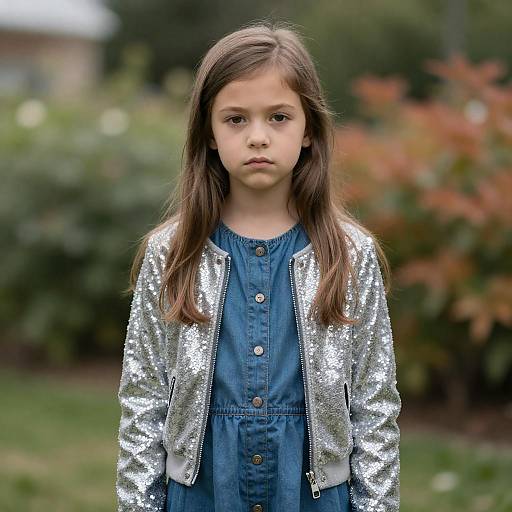 Young Girl in Silver Sequin Jacket