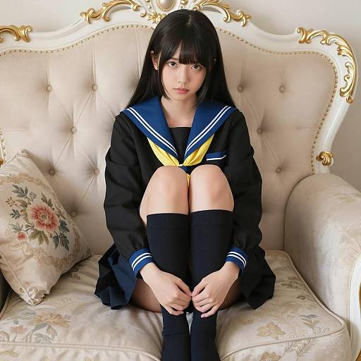 Elegant Asian Schoolgirl in Chic Setting