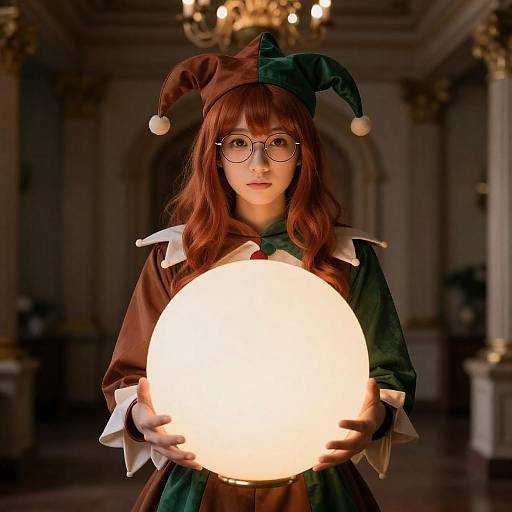 Jester Holding Glowing Orb in Chamber