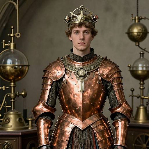 Young Male Rosecrucian in Ornate Copper Armor
