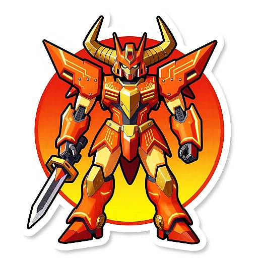 Futuristic Mech-Demon Sigil Badge