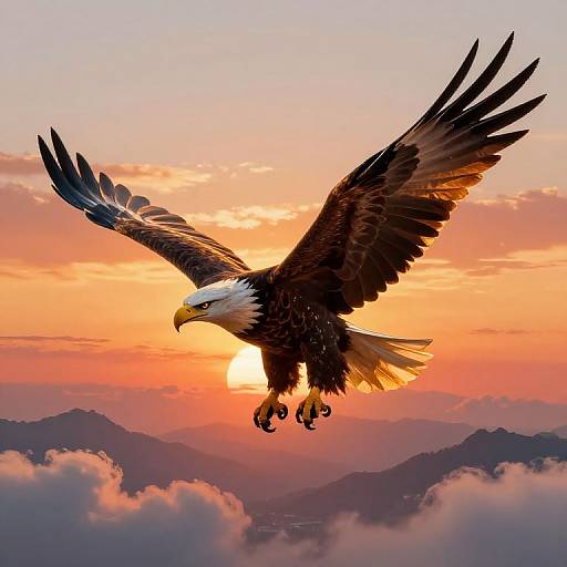 Majestic Eagle Soaring Sunset Flight