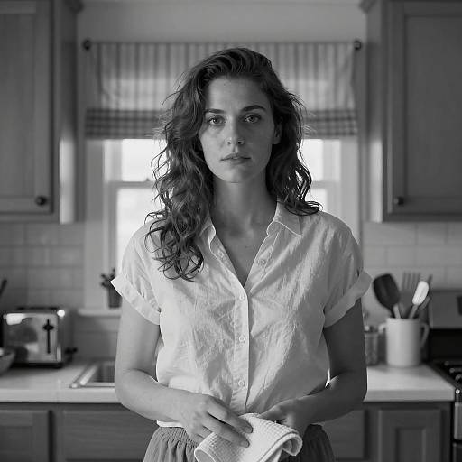 Elegant Black and White Kitchen Portrait