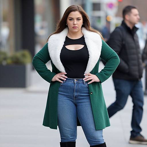 Confident Curvy Woman in Urban Outfit