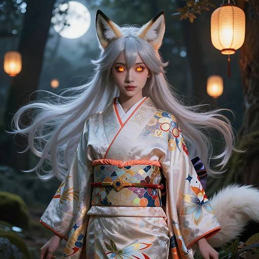 Elegant Kitsune Woman in Kimono