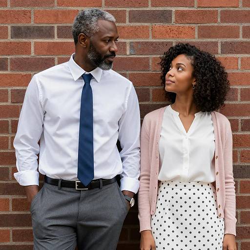 African-American Couple by Red Brick Wall