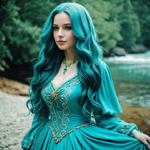 Woman in Aquamarine Fantasy Costume