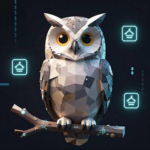 Stylized Polygonal Owl AI Art