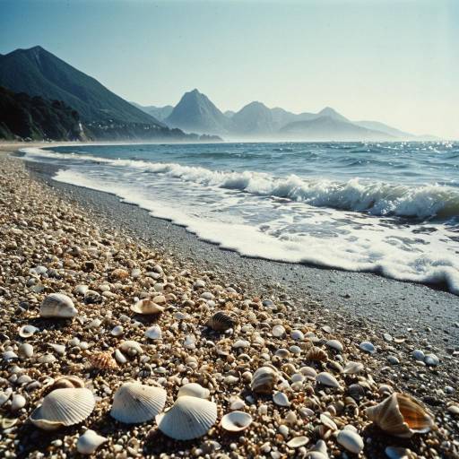 Surreal Beach Dreamscape with Seashells