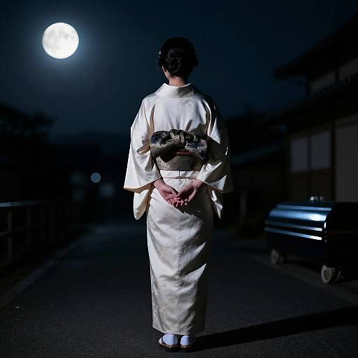 Moonlit Silk Mourning Widow Portrait
