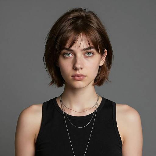 Portrait of Young Woman with Short Brown Hair