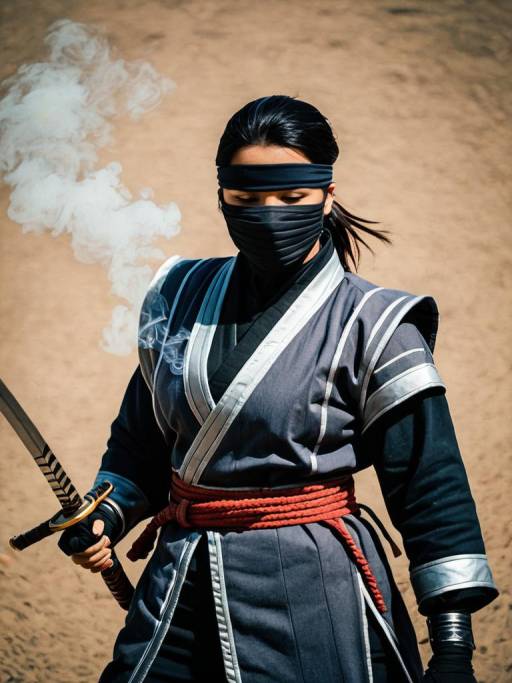 Woman in Kenshi Ninja Cosplay Costume