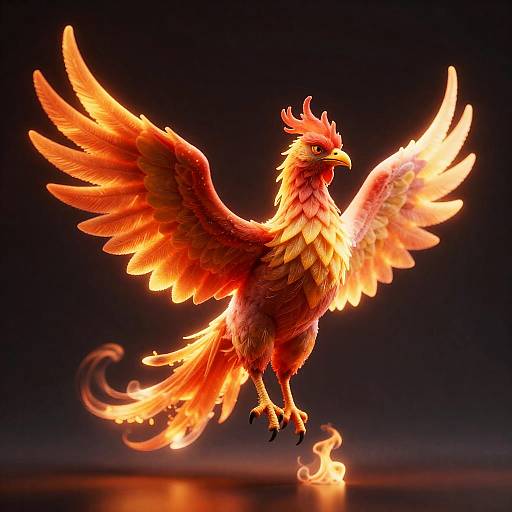 3D Fiery Phoenix with Dynamic Lighting