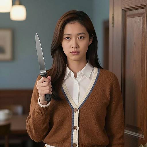 Mysterious Woman with Knife Portrait