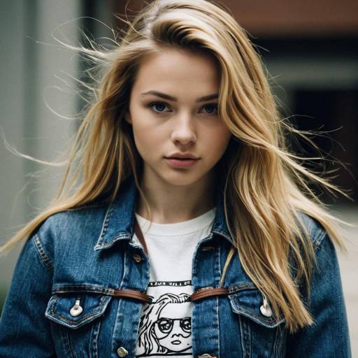 Blonde Woman in Denim Jacket