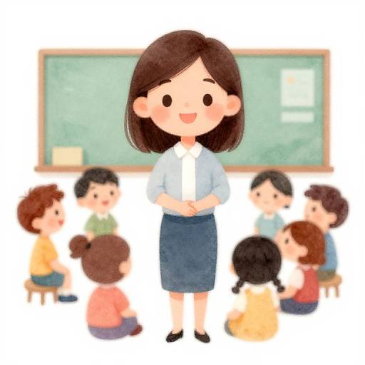 Friendly Preschool Teacher with Pupils