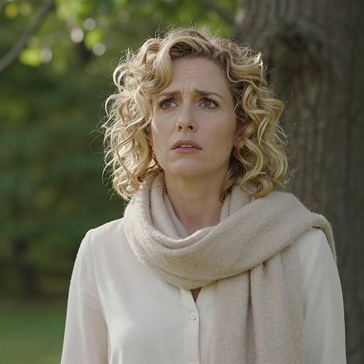 Concerned Woman in Natural Outdoor Setting