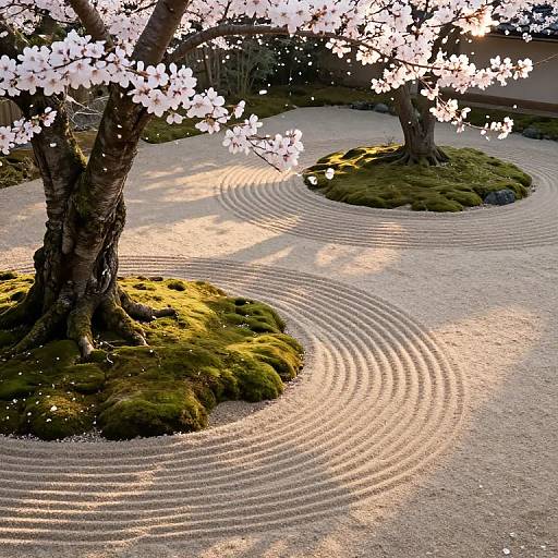 Zen Garden Aerial Ukiyo-e Scene