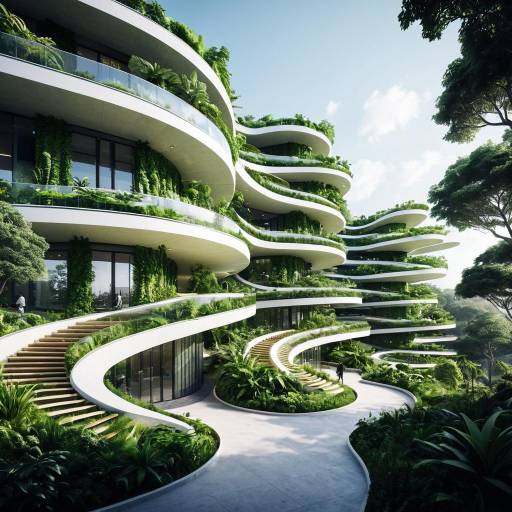 Futuristic Eco-Friendly Innovation Lab with Spiraling Terraces