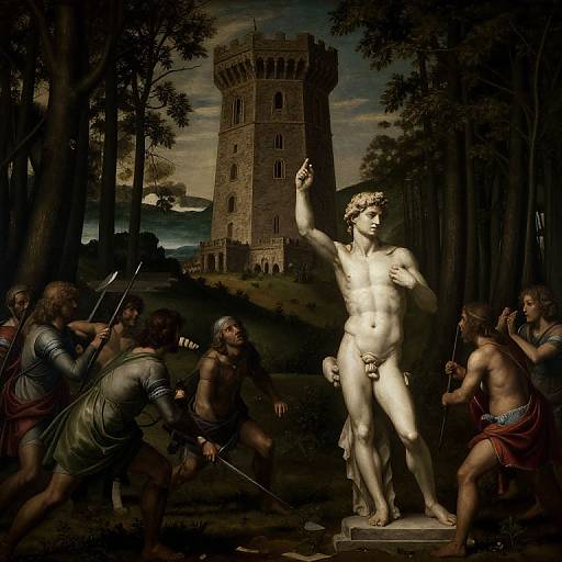 Eerie Renaissance Tower Battle Portrait