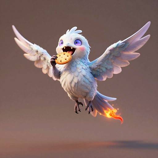 Ethereal Bird Beast Eating Cookie