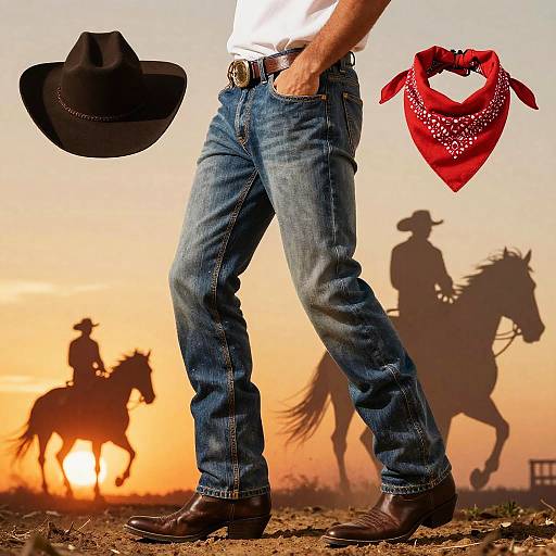 Cowboy Rider Silhouette at Sunset