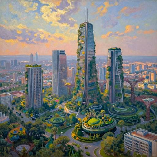 Impressionist Futuristic Cityscape at Dusk