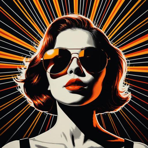 Retro Woman with Aviator Sunglasses in Psychedelic Pop Art