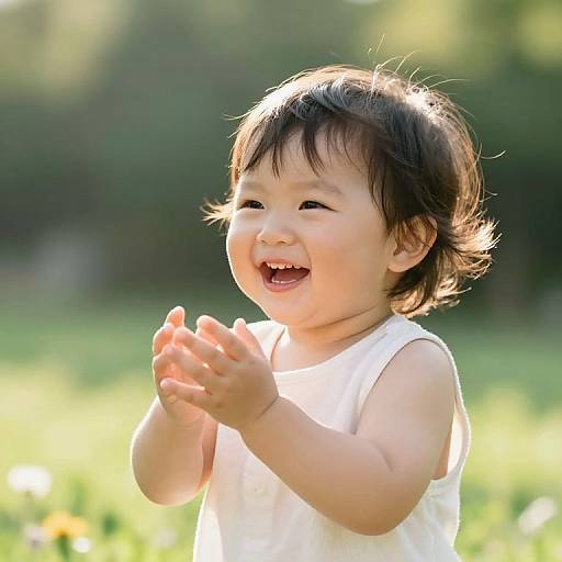 Joyful First Year in Sunlit Greenery