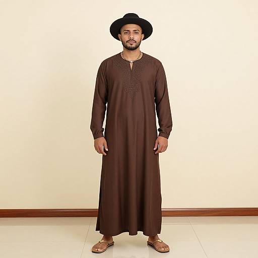 Bearded Man in Brown Costume Dress