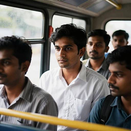 Candid Bus Scene with Intense Male Gaze