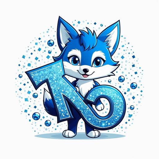 Playful Blue Fox Mascot Holding Sparkling Letters
