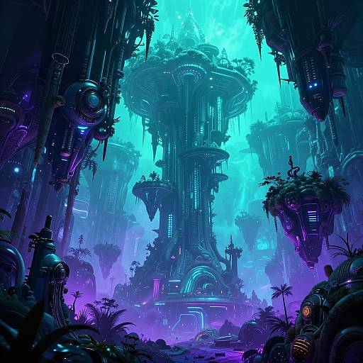 Futuristic Surreal Floating Forest