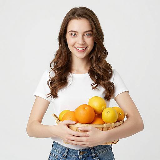 Young Woman with Citrus Basket