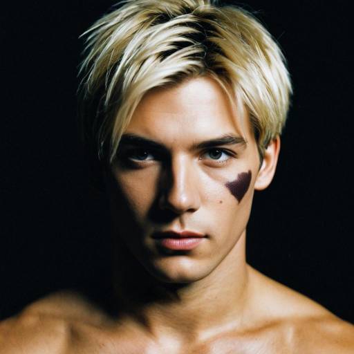 Blonde Man with Heart-Shaped Face Paint