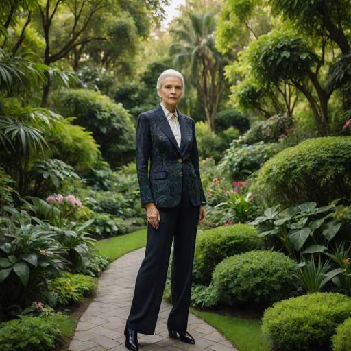 Elegant Elderly Woman in Chic Suit