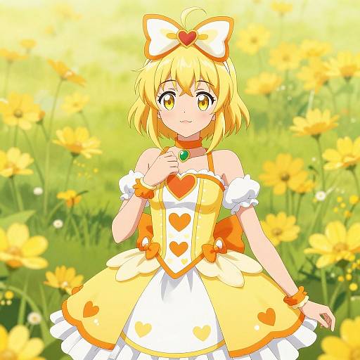 Magical Blonde Anime Girl in Yellow