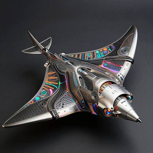 Futuristic Biomechanical Manta Ray Sculpture