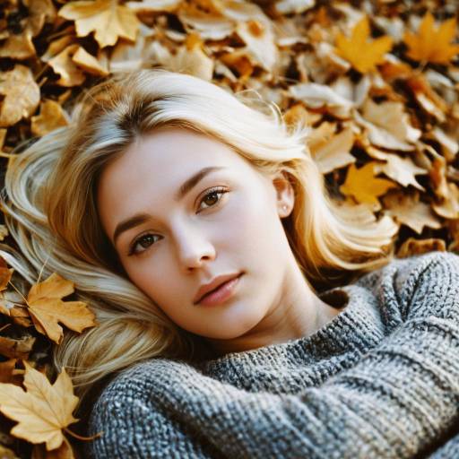 Blonde Woman Lying on Autumn Leaves