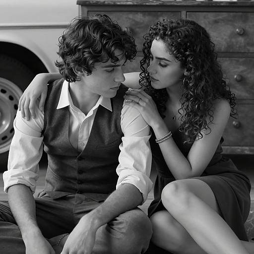 Young Couple Sitting Together in Intimate Moment