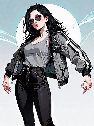 Edgy Comic Woman in Stylish Outfit