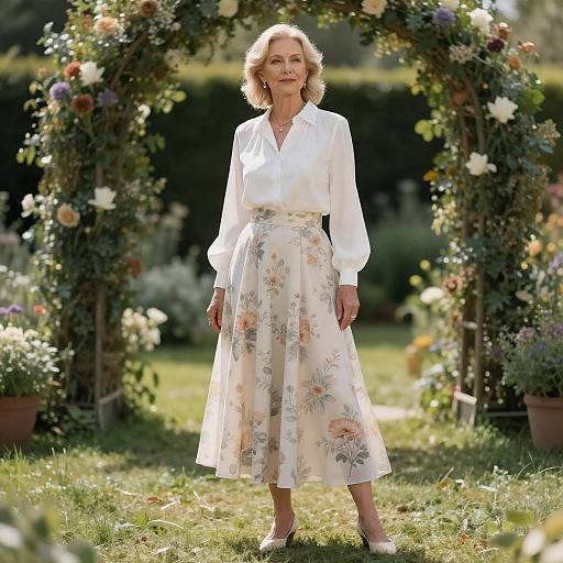Sunlit Garden Portrait of Elegant Woman