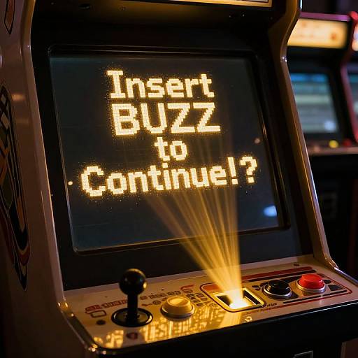 Glowing BUZZ Arcade Machine Prompt