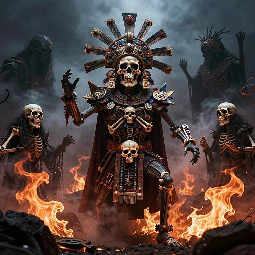Aztec Lord of Death in Shadows
